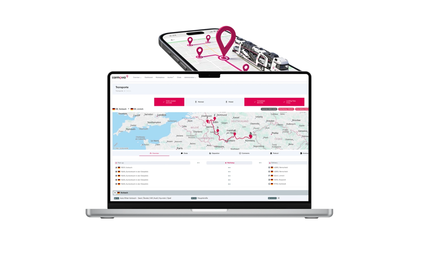 Transportstrecke auswählen